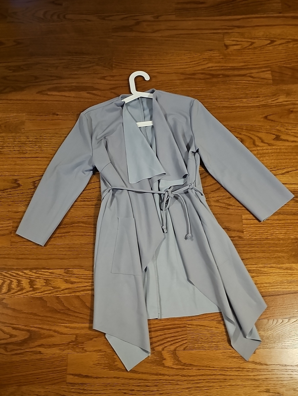 Light Gray Draped Tie-Waist Women's Light Coat